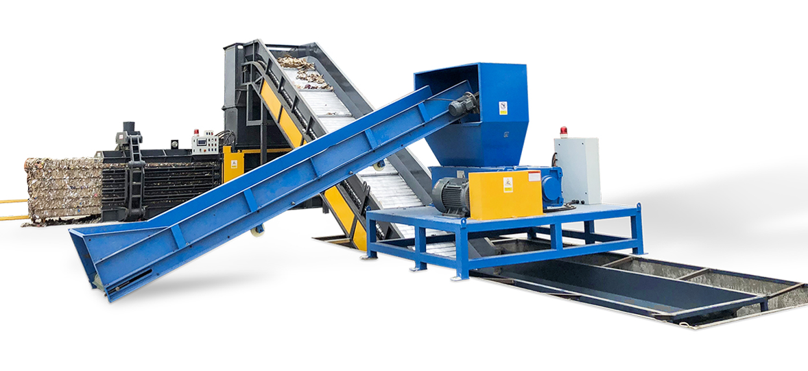 Büyük çöp kırma, ayırma ve paketleme üretim hattı